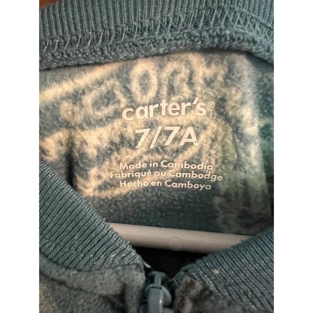 Carter’s Boys Size 7 Fleece Footie Zipper Pajamas Winter